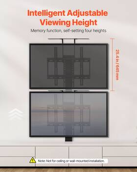 Vevor 197988129196 Motorized Tv Lift Stand Mount Bracket 132 Lbs Load With Remote Control