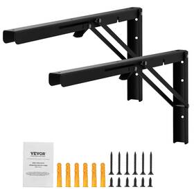 Vevor 197988394631 Folding Shelf Brackets 24 Inch Heavy Duty X 10 Black