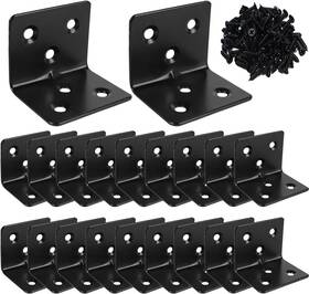 Vezuifoo 797444359756 20pcs Corner Braces Heavy Duty Stainless Steel L 1.2 Inch X 1.5 Black