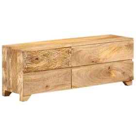 246144 Vidaxl Tv Cabinet Bleached White Solid Mango Wood One Size