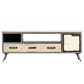 246282 Vidaxl Tv Cabinet Mango Wood Natural And Steel Grey Solid