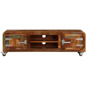 247512 Vidaxl Tv Stand Various Shades Of Brown With Blue Highlights