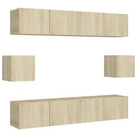 3078998 Vidaxl Tv Cabinet Set Wall-mounted Engineered Wood Storage Modern Home Indoor