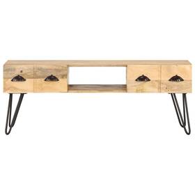 321790 Vidaxl Tv Cabinet Natural Mango Wood Solid Iron