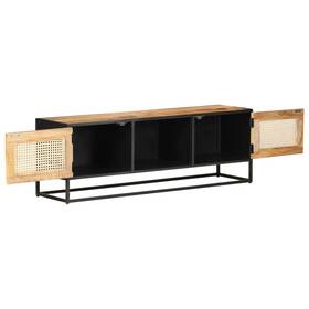 323142 Vidaxl Tv Stand Unit Sideboard Cupboard Rough Mango Wood And Natural Cane