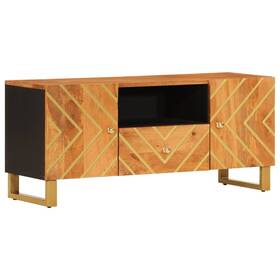 356797 Vidaxl Tv Cabinet Brown And Black Solid Mango Wood Mdf Iron