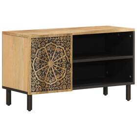 358227 Vidaxl Tv Cabinet Brown Solid Mango Wood Iron Stand Rectangular