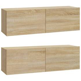 804547 Vidaxl Tv Cabinets Wall-mounted Engineered Wood Storage Lowboard Media Cabinet
