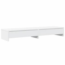 854670 Vidaxl Monitor Stand With Drawers White 39.4x10.6x5.9 Inch Engineered Wood