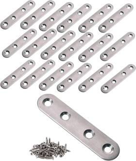 Vinbee 676422728756 24pcs Flat Straight Brace Brackets With Screws 3 Inch 24 Pcs Silver