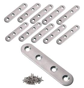 Vinbee 781573893052 12pcs Flat Straight Brace Brackets With Screws 3 Inch Silver
