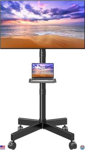 B0dzbpvf9m Visit The Elived Store Rolling Tv Stand For 23-60 Inch Tvs Adjustable Tilt Locking Wheels Vesa