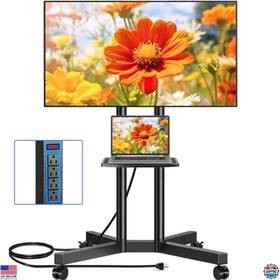 Dmt2007 Visit The Rfiver Store Mobile Tv Cart On Wheels - Adjustable Stand For 32-75 Inch Screens 88lbs Max