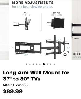 6798 Vivo Long Arm Wall Mount For 37 Inch To 80 Tvs