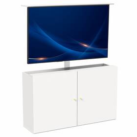Vivo 840408807203 White Tv Cabinet With Motorized Vertical Lift Holds 32 To 55 Inch Tvs