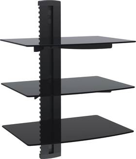 Wacs303 Vonhaus Floating Wall Mounted Shelf With 3 Tempered Glass Shelves For Tv Game Consoles