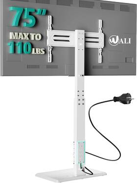 Wali 811278026889 Floor Tv Stand With Power Outlet Tall Mount For 32-75 White