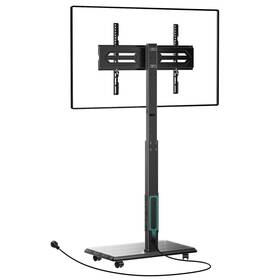 Wali 811278027213 Rolling Tv Stand With Power Outlet Adjustable Height For 32-75 In Tvs Wood