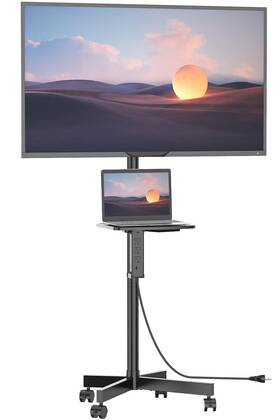 Avc001-p Wali Mobile Tv Stand With Power Outlet Cart For 2365 Inch Tvs Up To 88lbs Portable
