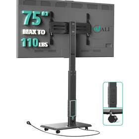 B0f98rg9k9 Wali Rolling Tv Stand Mobile Cart Mount Wheels For 32-75 Inch Tvs With Power Outlet