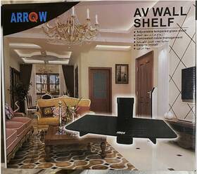 Cs303b Wali Floating Wall Mount 1 Tier Shelf Tempered Glass Black Cable Box Dvd Dvr Console