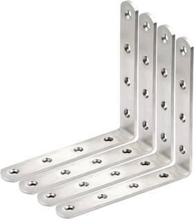Webi 607569902808 L Brackets Corner 6l 6h 150 150mm -4mm Thick-4pcs Brushed Nickel