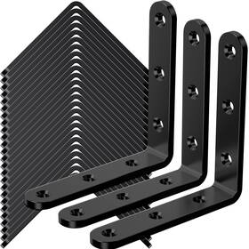 Wenquit 753848814116 25pcs Black Angle Brackets 4 Inch X Heavy Duty Corner Black-4x4