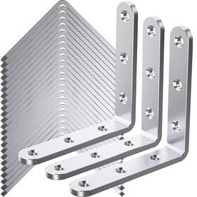 Wenquit 753848814130 25pcs Stainless Steel Angle Brackets 4 Inch X Heavy Silver-4x4 Silver