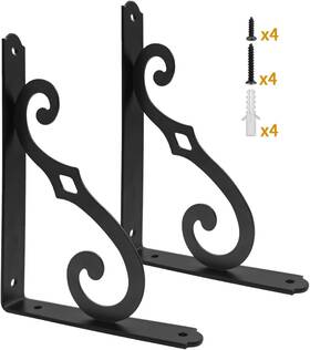 Ys001-01 Yarssihha 5 Inch Decorative Shelf Brackets 2 Pack Wall Mounted Black