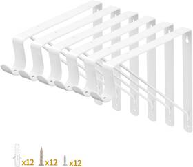 Ys003-03 Yarssihha 6 Pack Closet Rod Bracket 12 X 10.4 Inch Wall Mounted White
