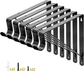 Ys004-03 Yarssihha 6 Pack Closet Rod Bracket 12 X 10.4 Inch Wall Mounted Black