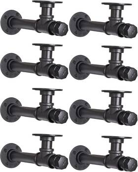464055 Ycco Pipe Shelf Bracket 6.7 Inch 8 Pack For 6 -12 Board Black