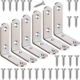 6pcs-65 Yewlaca 797805515685 6pcs Corner Brace L Bracket Heavy Duty 65x65mm 65mm/ 2.5in Silver