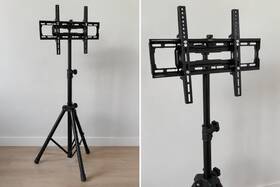 Yl Ds2001 Tripod Tv Floor Stand Black Adjustable Height For Up To 55 In 88 Lb