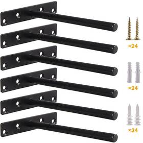 Fsb-8 Ymdparts Blind Floating Shelf Brackets - Diy Heavy Duty 8 Inch 6 Pack Black