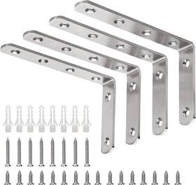 Yumore 682838673412 L Bracket 5 Inch X 3 Max Load 35lb/15kg X3 Brushed Nickel