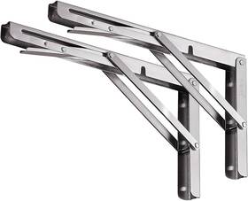 Yumore 682838673771 Folding Shelf Bracket 18 Inch Heavy Duty Stainless Steel Silver