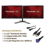 2X Viewsonic VG2228WM 22" Fhd 1080P Led Monitor W/ Stand Dvi Dp Vga Grade B. Fixed Price $89.88.