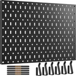 Perlegear Metal Pegboard, 20 Lbs Max Load, Wall Organizer With 6 Hooks & 5. Fixed Price $15.99.