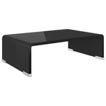 Vidaxl Glass Tv Stand - Black Modern Multimedia Unit & Monitor Riser Desktop. Fixed Price $129.99.