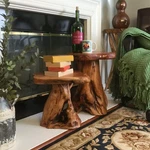 Natural Irregular Shape Tree Stump End Table Plant Stand, 14"X13"X18"H. Fixed Price $73.14.