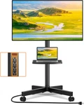 Mobile Tv Stand With Power Outlet, Tilt Rolling Cart For 23-65 Inch Lcd Led. Fixed Price $91.22.