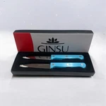 Ginsu Kisu 2-PIECE Kitchen Serrated Steak Knife Cutlery Set Blue Handle New Box. Fixed Price $20.00.