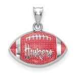 Sterling Silver Logoart University Of Nebraska Huskers Enameled Football Pendant. Fixed Price $56.99.