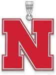 Sterling Silver University Of Nebraska Xl Enamel Pendant By Logoart. Fixed Price $174.49.