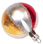 Christmas Ornament Glass Blue Red Gold Stripes White Glitter Fantasia #609. Fixed Price $22.49.