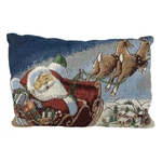 Santa Claus Tapestry Throw Pillow With Sleigh Reindeer Scene 12 X 18. Fixed Price $14.95.