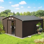 13' X 11' Steel Outdoor Utility Storage Tool Shed For Backyard Garden, Brown. Fixed Price $569.99.