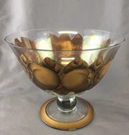 Charleton Line Awco #609 Hand Painted Gold Large 7 1/2" Tall Glass Fruit Bowl. Fixed Price $44.00.