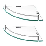 Kes Glass Corner Shelf For Bathroom Pack 2, Brushed Finish. Fixed Price $56.98.